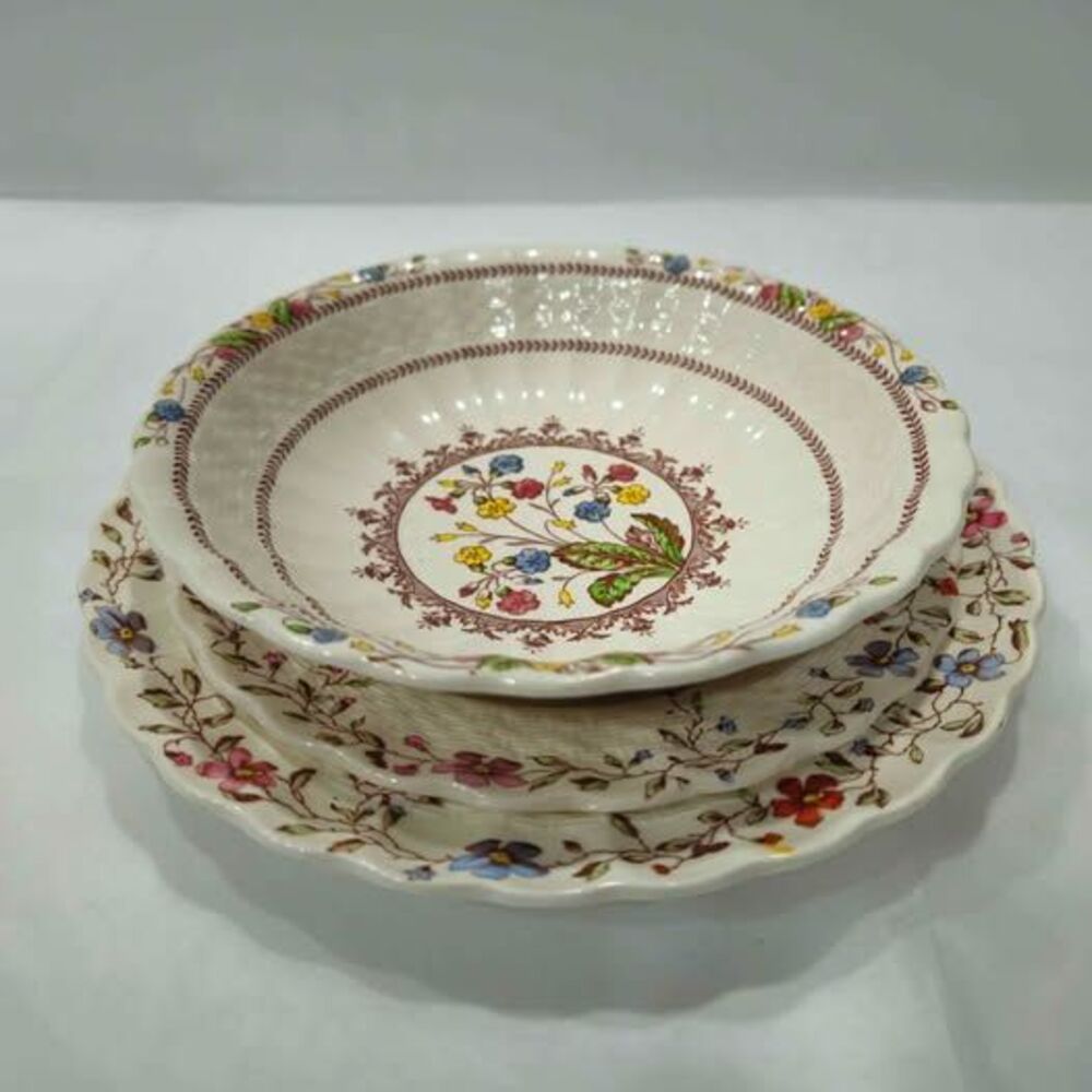 Copeland Spode Wicker Dale Cowslip Dishes Set